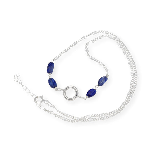 Gargantilla en plata de ley 925 con Zafiros cabuchón y colgante esférico
