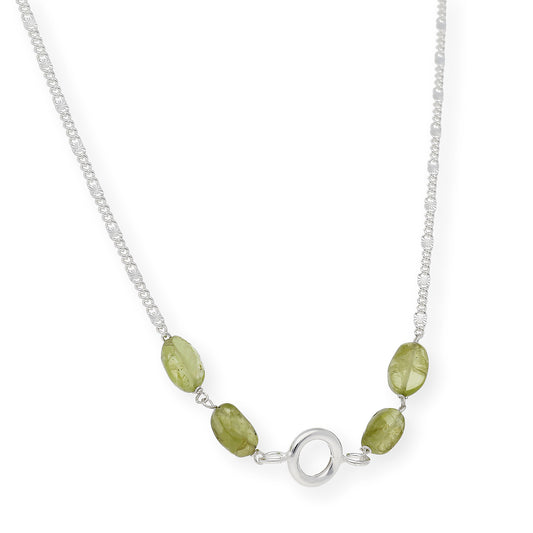 Gargantilla en plata de ley 925 con Olivinas  y colgante esférico