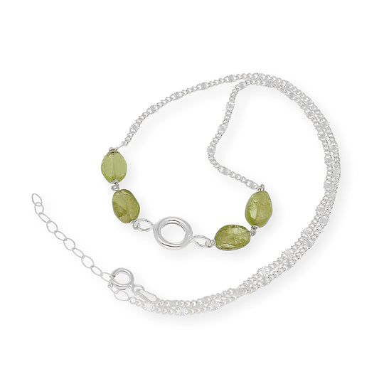 Gargantilla en plata de ley 925 con Olivinas  y colgante esférico