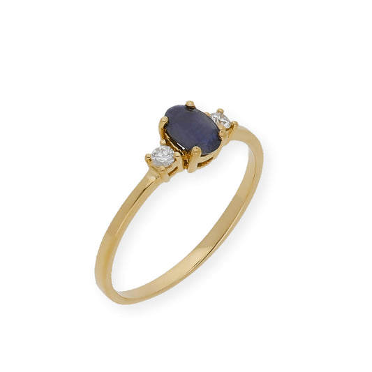 Anillo Mia Oro 18k con Diamantes y Zafiro