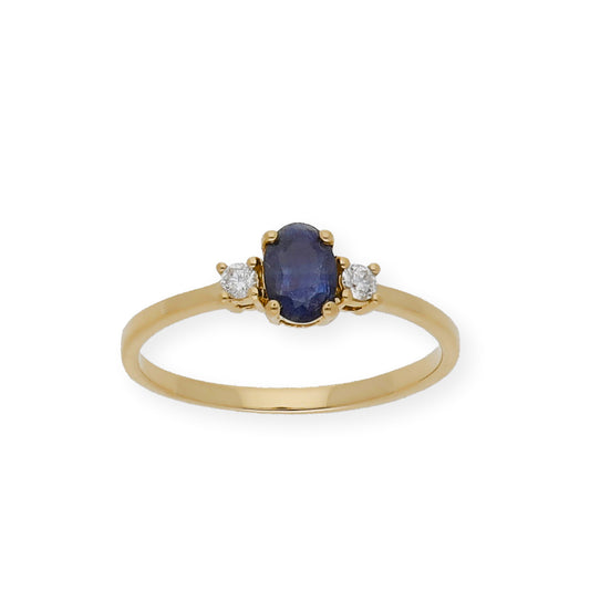 Anillo Mia Oro 18k con Diamantes y Zafiro