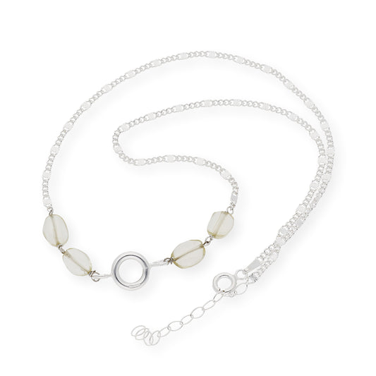 Gargantilla en plata de ley 925 con Cuarzo limón y colgante esférico