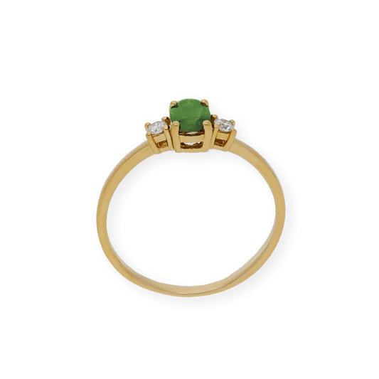 Anillo Mia Oro 18 k con Diamantes y Esmeralda