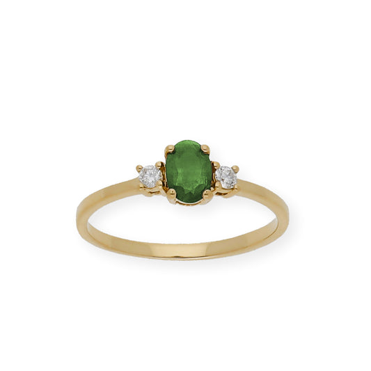 Anillo Mia Oro 18 k con Diamantes y Esmeralda