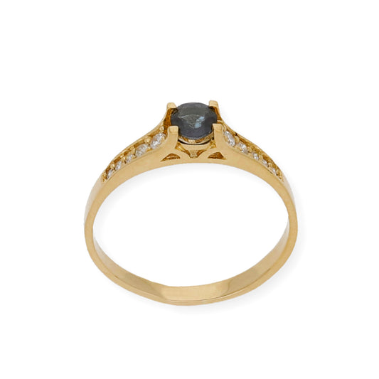 Anillo Camila Oro 18K con Diamantes y Zafiro