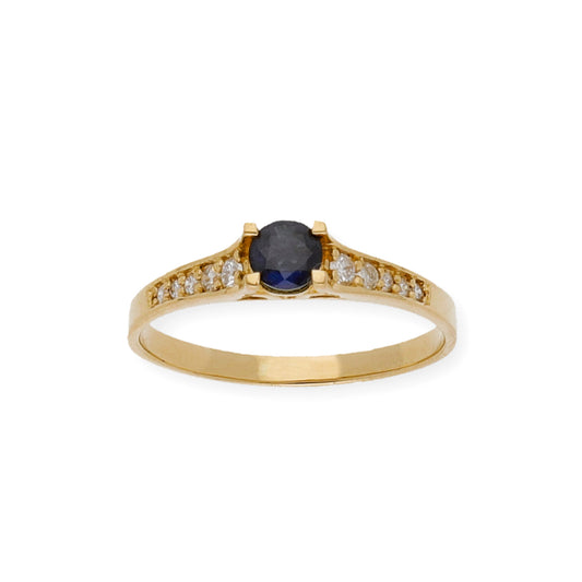 Anillo Camila Oro 18K con Diamantes y Zafiro
