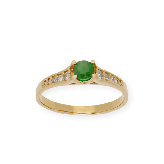 Anillo Camila Oro 18 K con Diamantes y Esmeralda