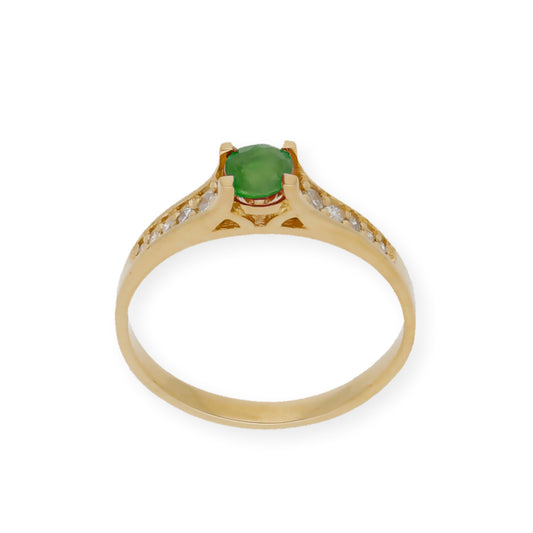 Anillo Camila Oro 18 K con Diamantes y Esmeralda