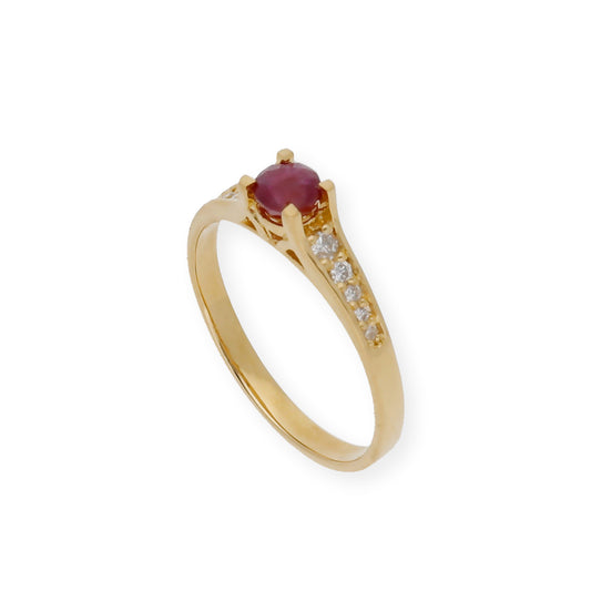 Anillo Camila Oro 18K con Diamantes y Rubí