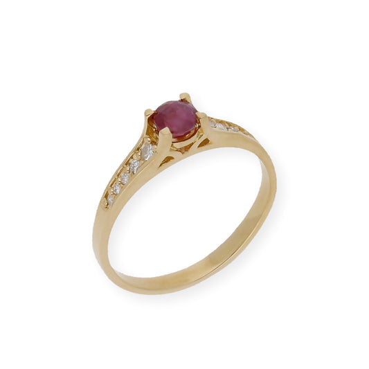 Anillo Camila Oro 18K con Diamantes y Rubí