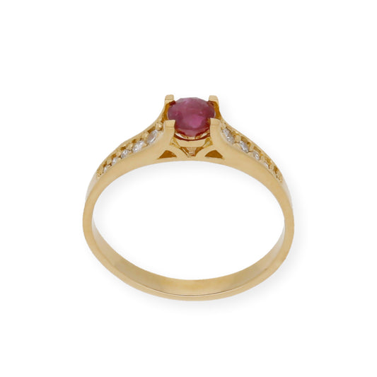 Anillo Camila Oro 18K con Diamantes y Rubí