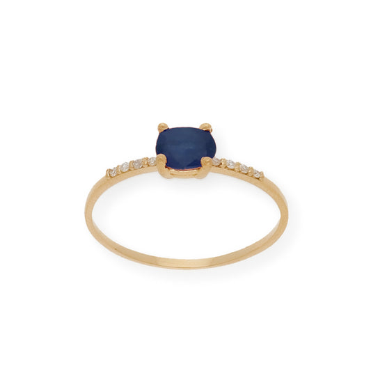 Anillo Vera Oro 18 k con Diamantes y Zafiro