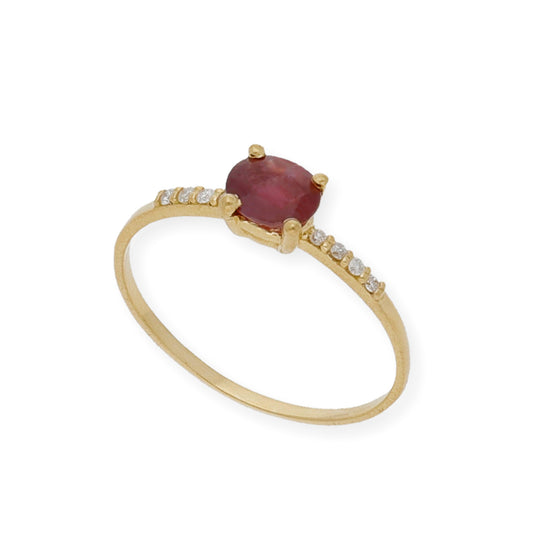 Anillo Vera Oro 18 k con Diamantes y Rubí