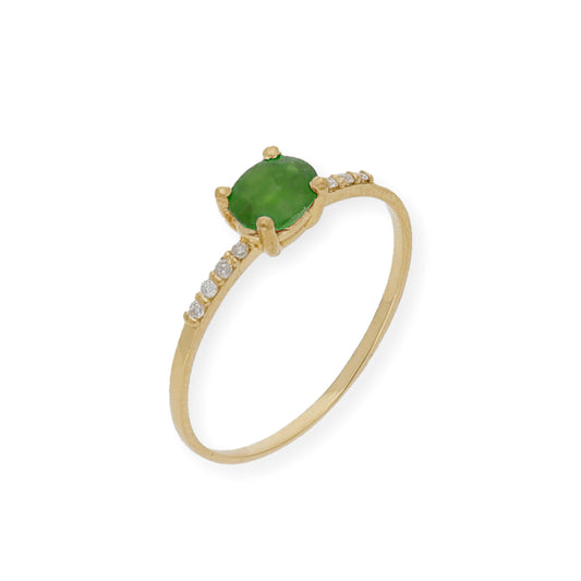 Anillo Vera Oro 18 k con Diamantes y Esmeralda