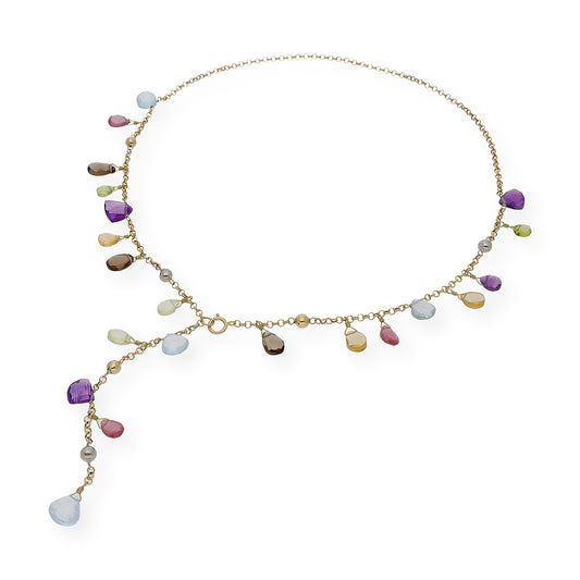 Collar Racimo Oro 18k con Piedras Multicolor