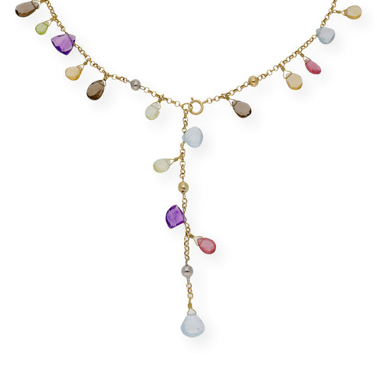 Collar Racimo Oro 18k con Piedras Multicolor