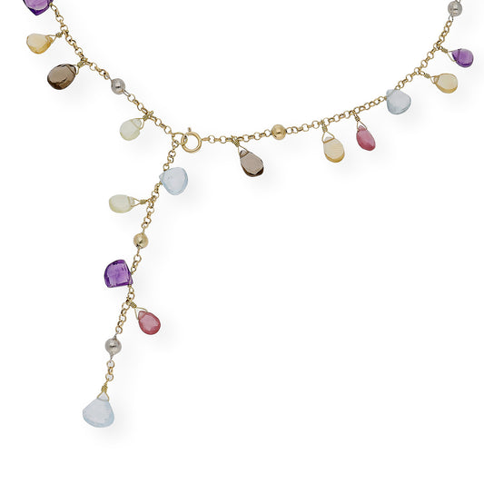 Collar Racimo Oro 18k con Piedras Multicolor