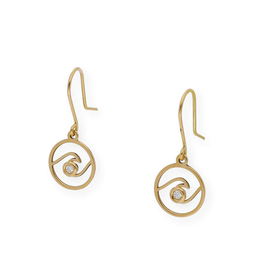 Pendientes Ola en Oro de Ley 18K y diamantes