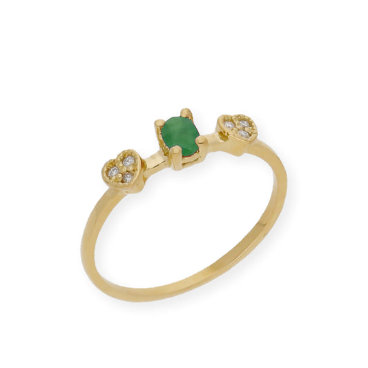 Anillo Elsa 18K con Esmeralda y Diamantes