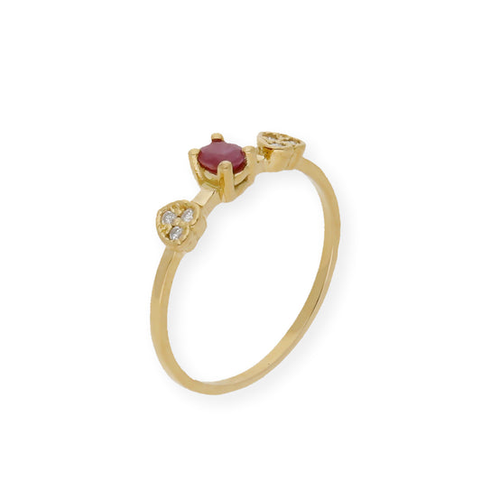 Anillo Elsa Oro 18K con Rubí y Diamantes