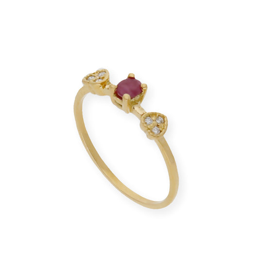 Anillo Elsa Oro 18K con Rubí y Diamantes