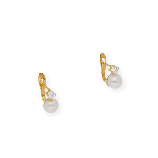 Pendientes de Oro con Circonitas y Perlas