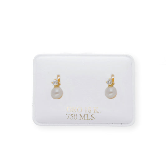 Pendientes de Oro con Circonitas y Perlas