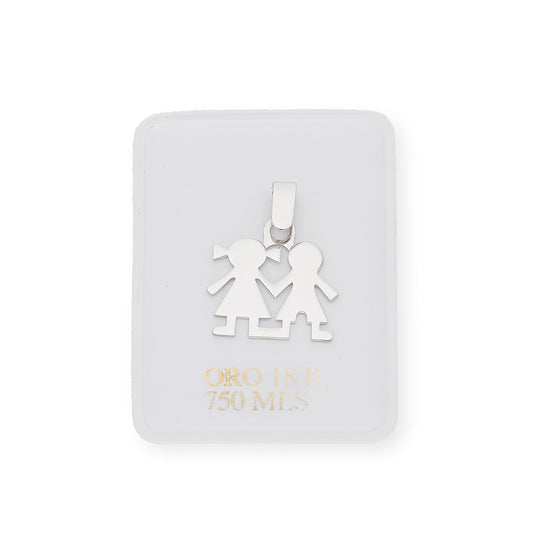 Colgante de oro blanco niño y niña
