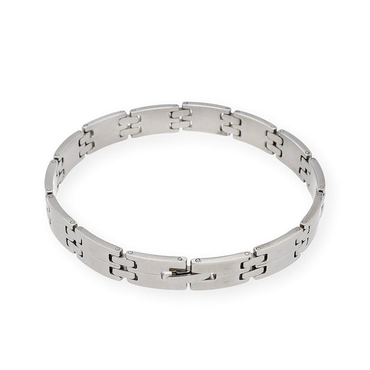 Pulseras de acero y chatones en oro18k