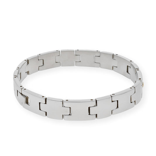 Pulseras de acero y chatones en oro18k