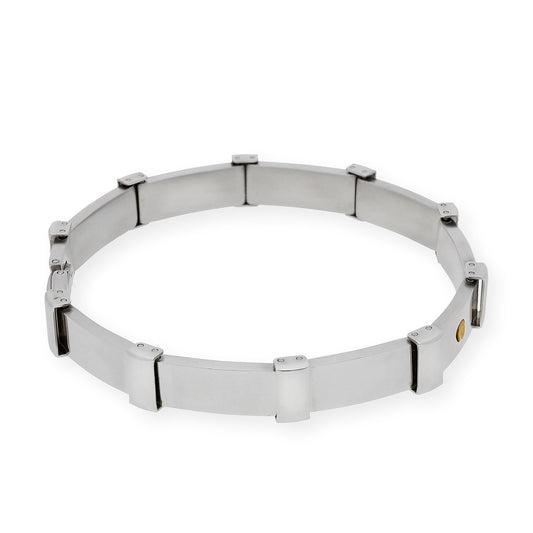 Pulseras de acero y chatones en oro18k