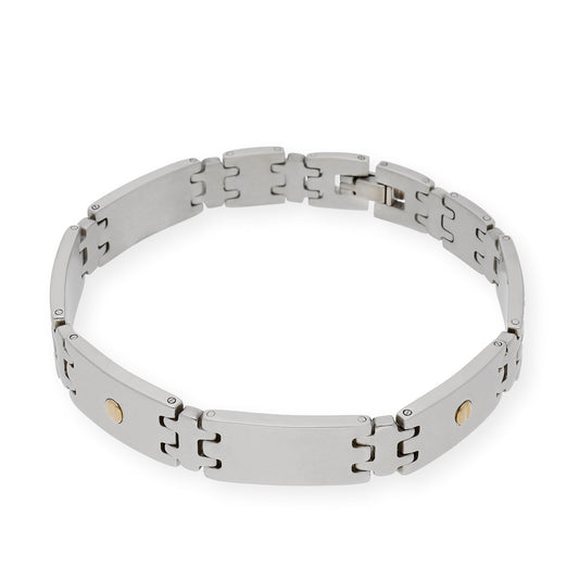 Pulseras de acero y chatones en oro18k