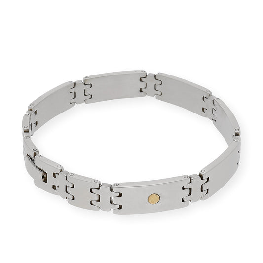 Pulseras de acero y chatones en oro18k