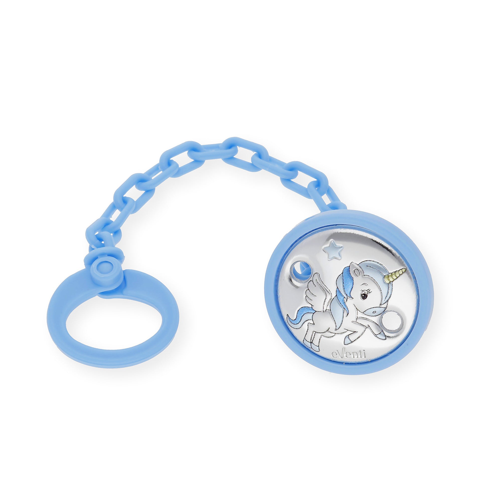 Set Pinza con Porta Chupete Unicornio de Color azul