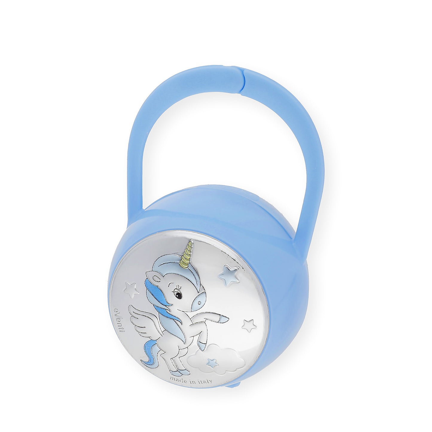 Set Pinza con Porta Chupete Unicornio de Color azul