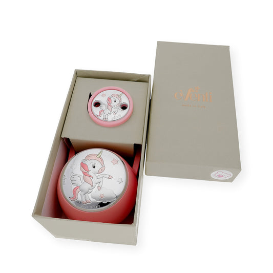 Set Pinza con Porta Chupete Unicornio de Color Rosa