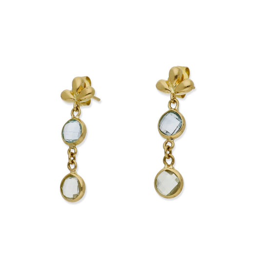 Pendientes Folia en Oro de Ley 18K con Topacio Azul y Amatista Verde