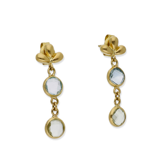 Pendientes Folia en Oro de Ley 18K con Topacio Azul y Amatista Verde