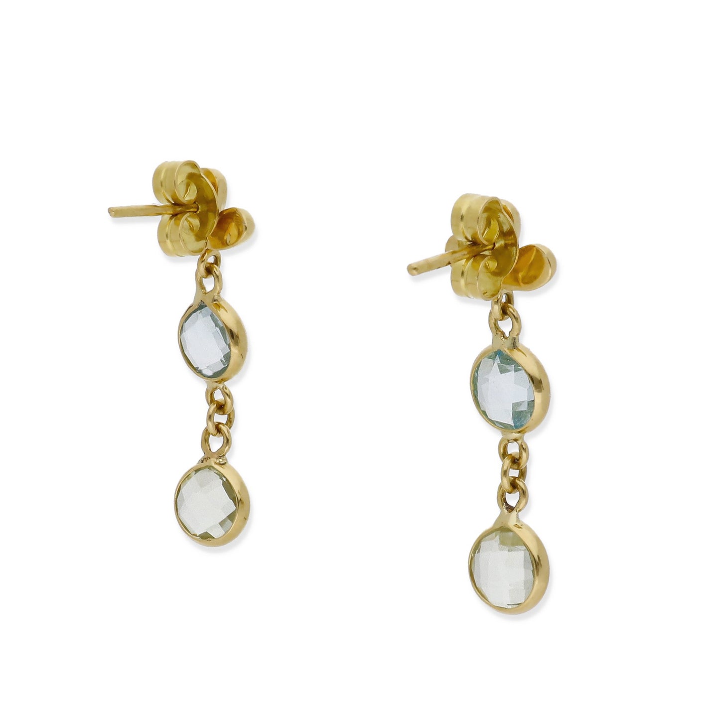 Pendientes Folia en Oro de Ley 18K con Topacio Azul y Amatista Verde