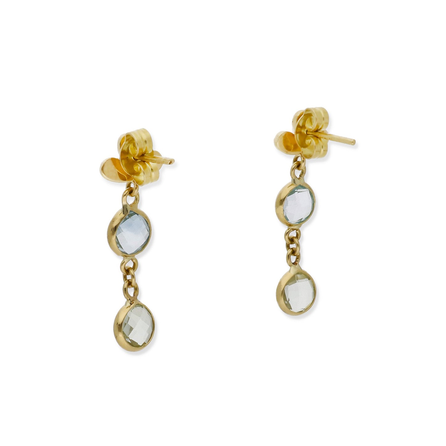 Pendientes Folia en Oro de Ley 18K con Topacio Azul y Amatista Verde