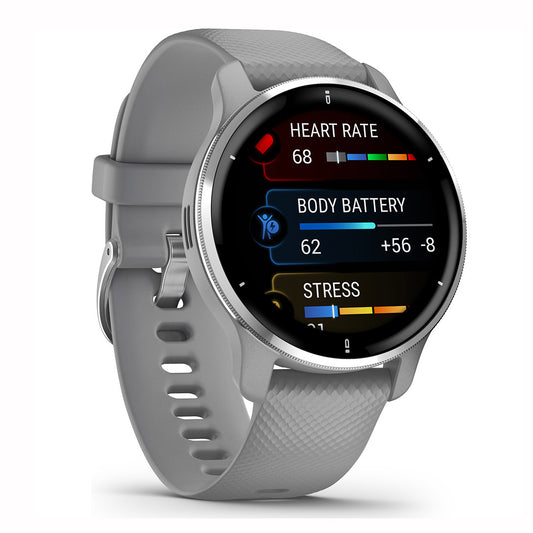 Reloj Garmin Venu 2 Plus Plateado y Correa Gris 010-02496-10