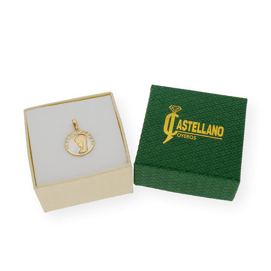 Medalla Virgen Niña Nácar Primera Comunión de Oro 18k