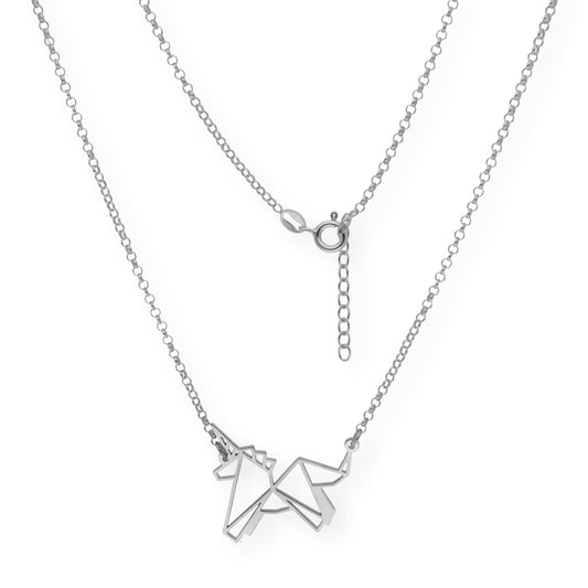 Collar con Colgante Origami Unicornio en Plata de Ley 925
