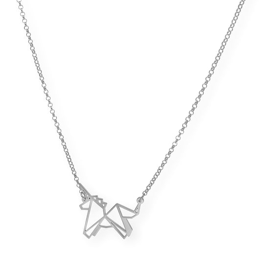 Collar con Colgante Origami Unicornio en Plata de Ley 925