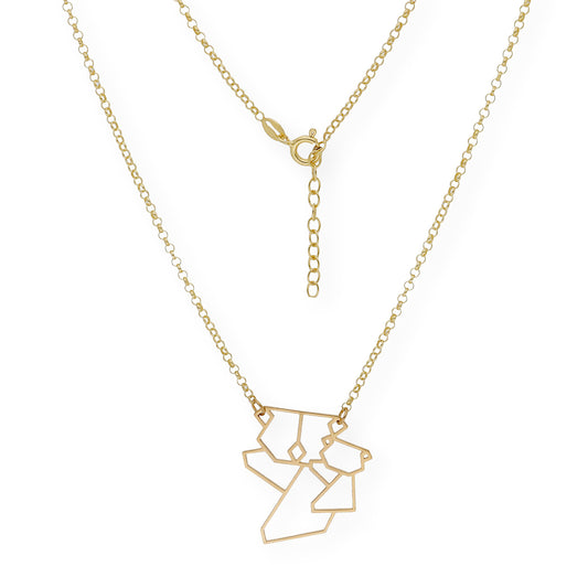 Collar con Colgante Origami Koala en Plata de Ley 925 con Baño de Oro 18k