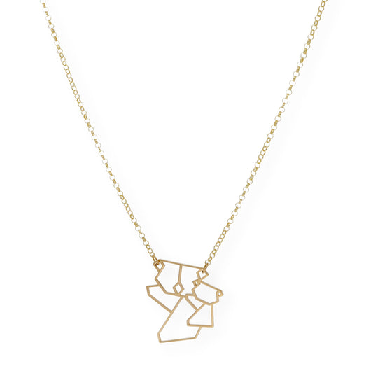 Collar con Colgante Origami Koala en Plata de Ley 925 con Baño de Oro 18k