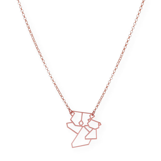 Collar con Colgante Origami Koala en Plata de Ley 925 con Baño de Oro Rosa 18k