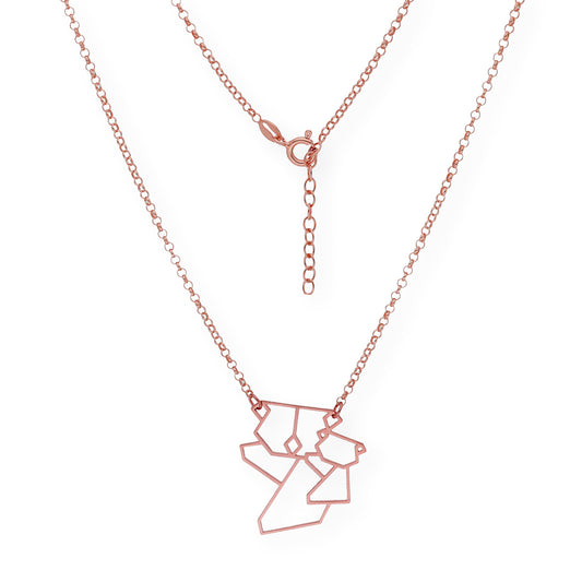 Collar con Colgante Origami Koala en Plata de Ley 925 con Baño de Oro Rosa 18k