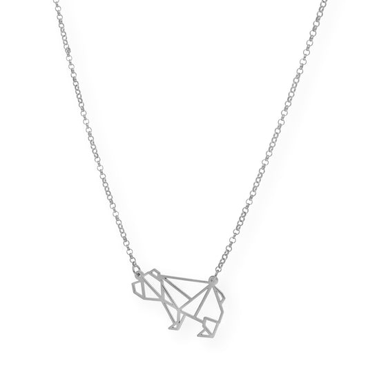 Collar con Colgante Origami Oso en Plata de Ley 925