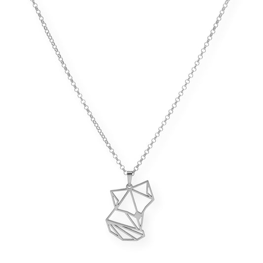 Collar con Colgante Origami Zorro en Plata de Ley 925